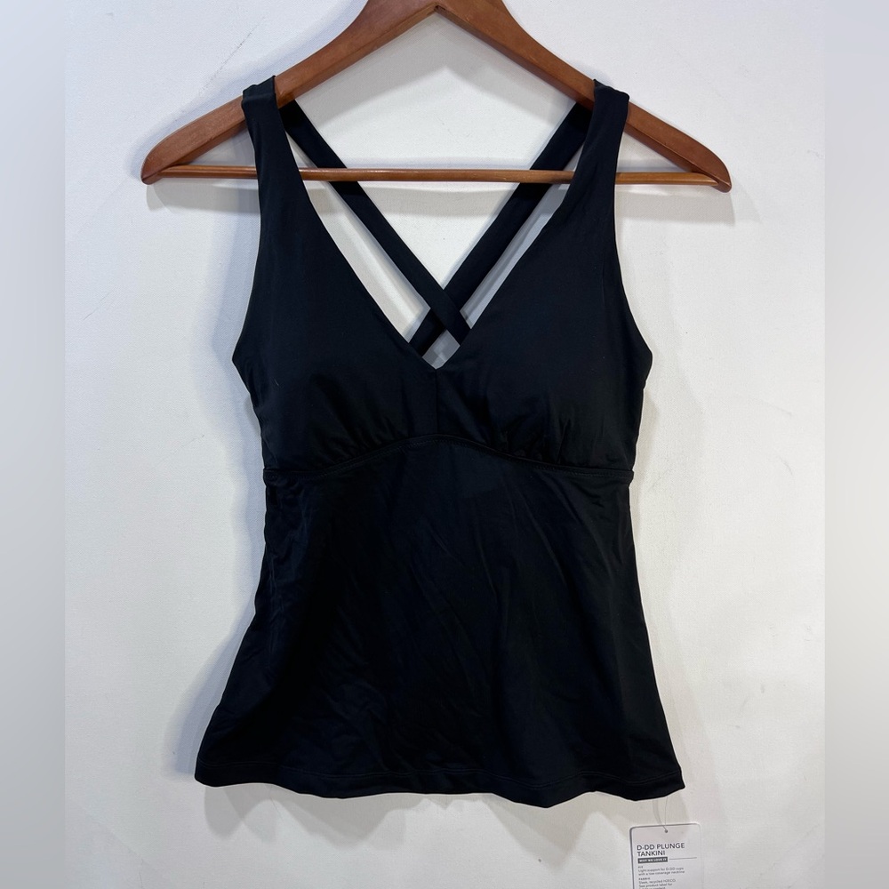Athleta Black Plunge Cross-Back Tankini Top NWT